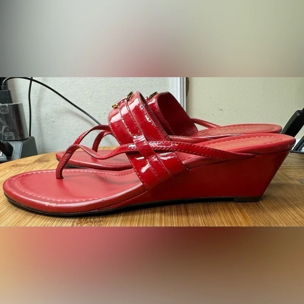 GUC Ralph Lauren Red Leather‎ Sandals Size 6.5 - Picture 2 of 8